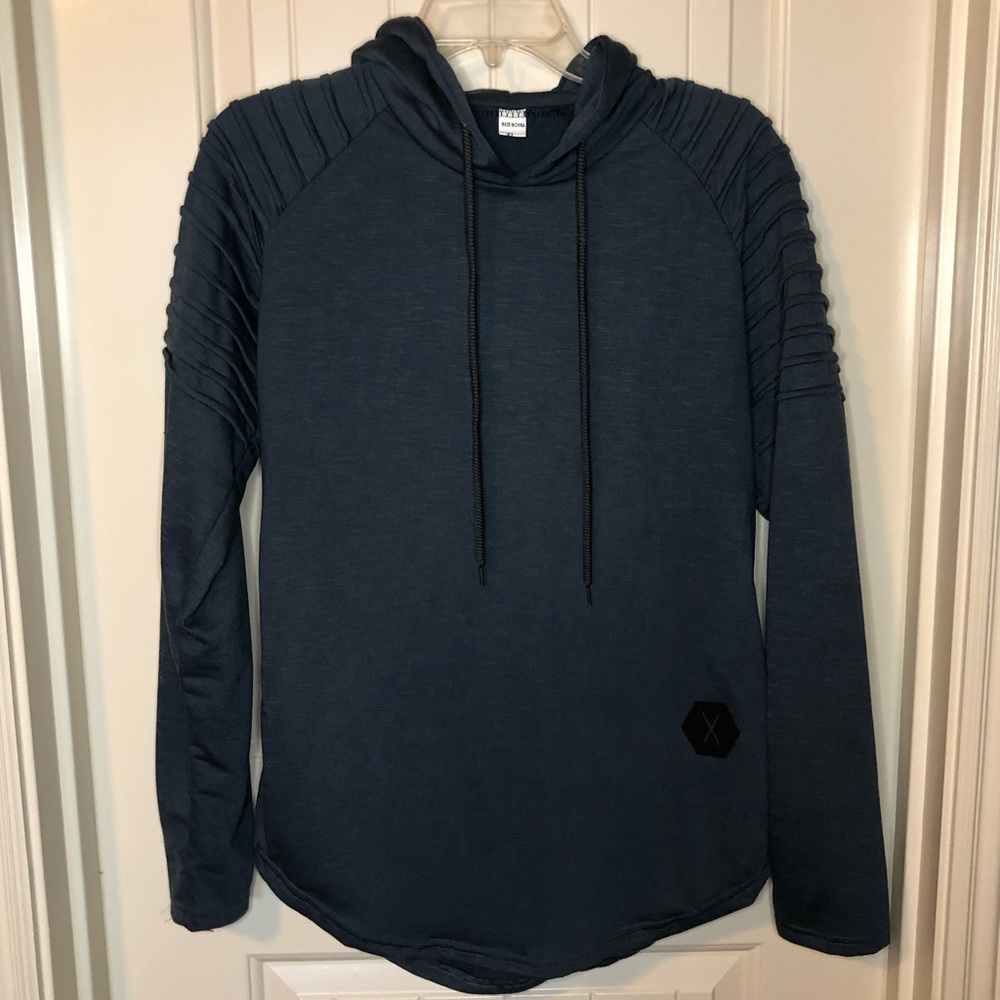Mens Ribbed Detail Raglan Long Sleeve Slim Hoodie